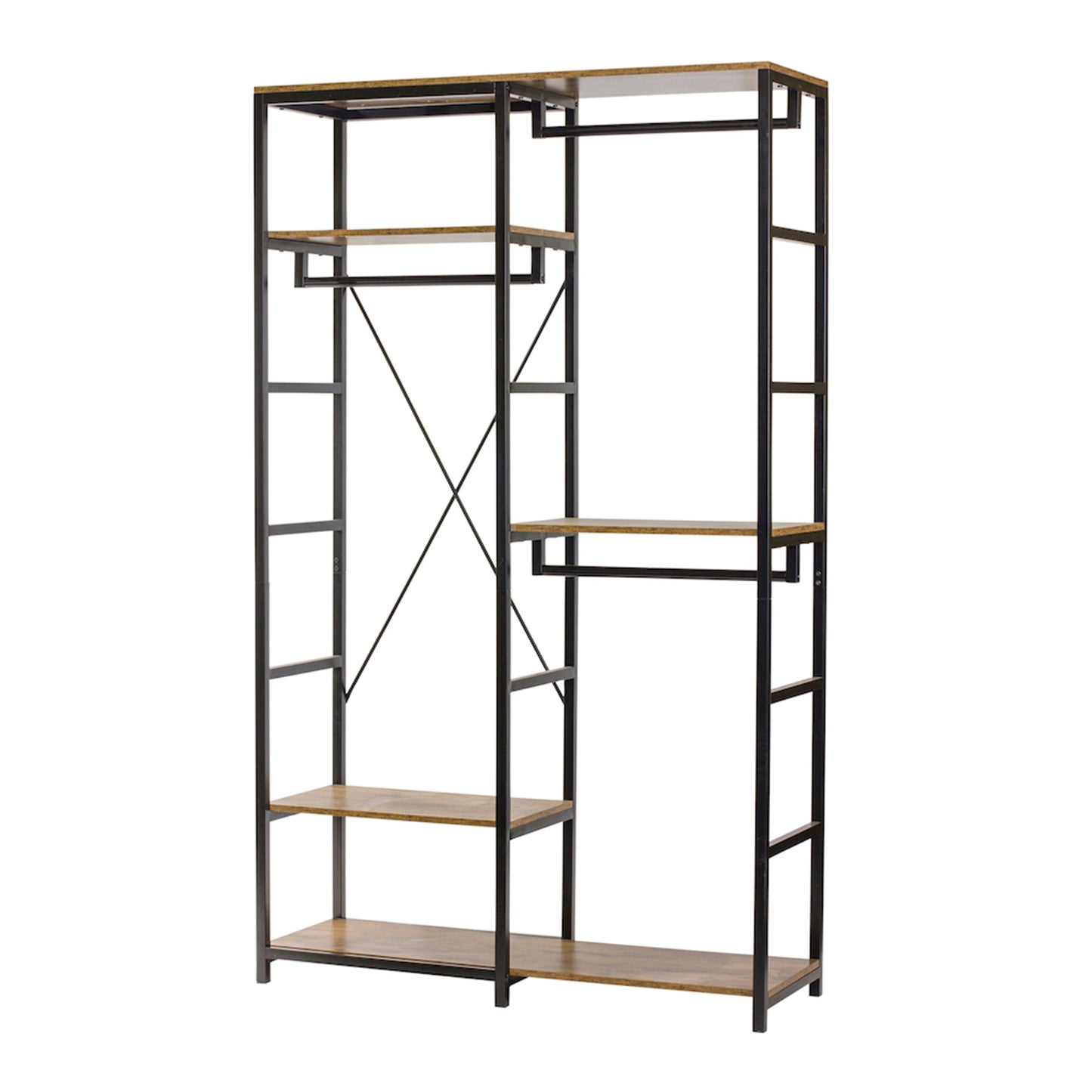 Iron/Wood Wardrobe Floor Shelf 47.25"L x 15.75"W x 79"H