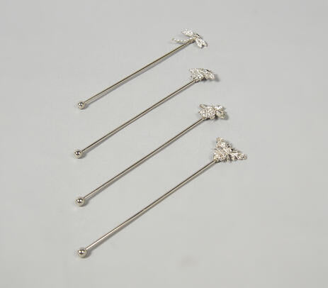 Rhinestone-Encrusted Stainless Steel Stirrers (set of 4)