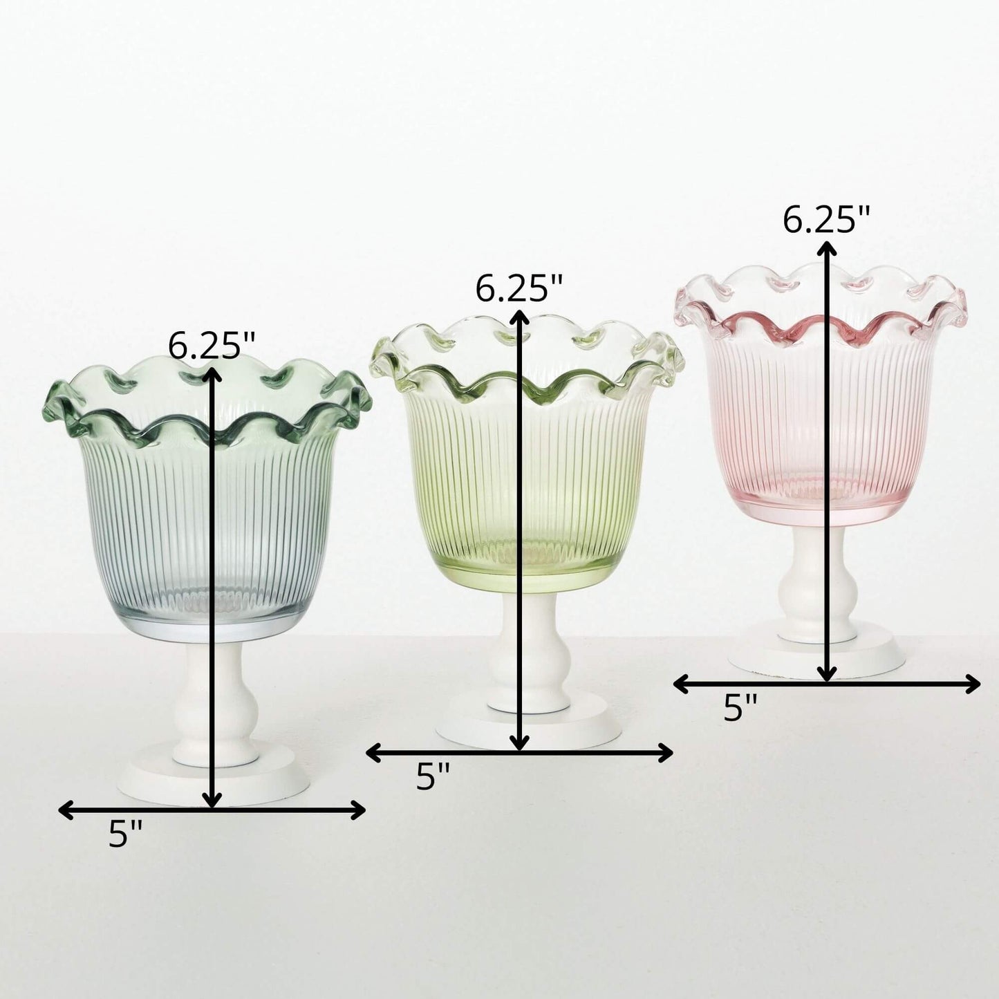 PASTEL FOOTED VASE BOWL TRIO