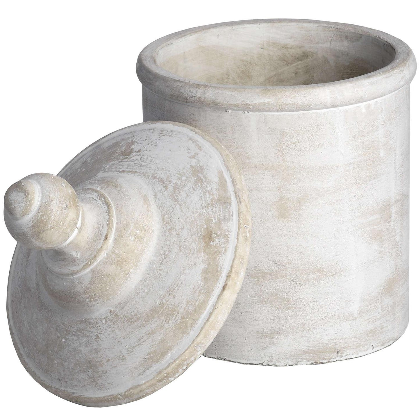 Large Antique White Cannister - Eudemonia Home Goods