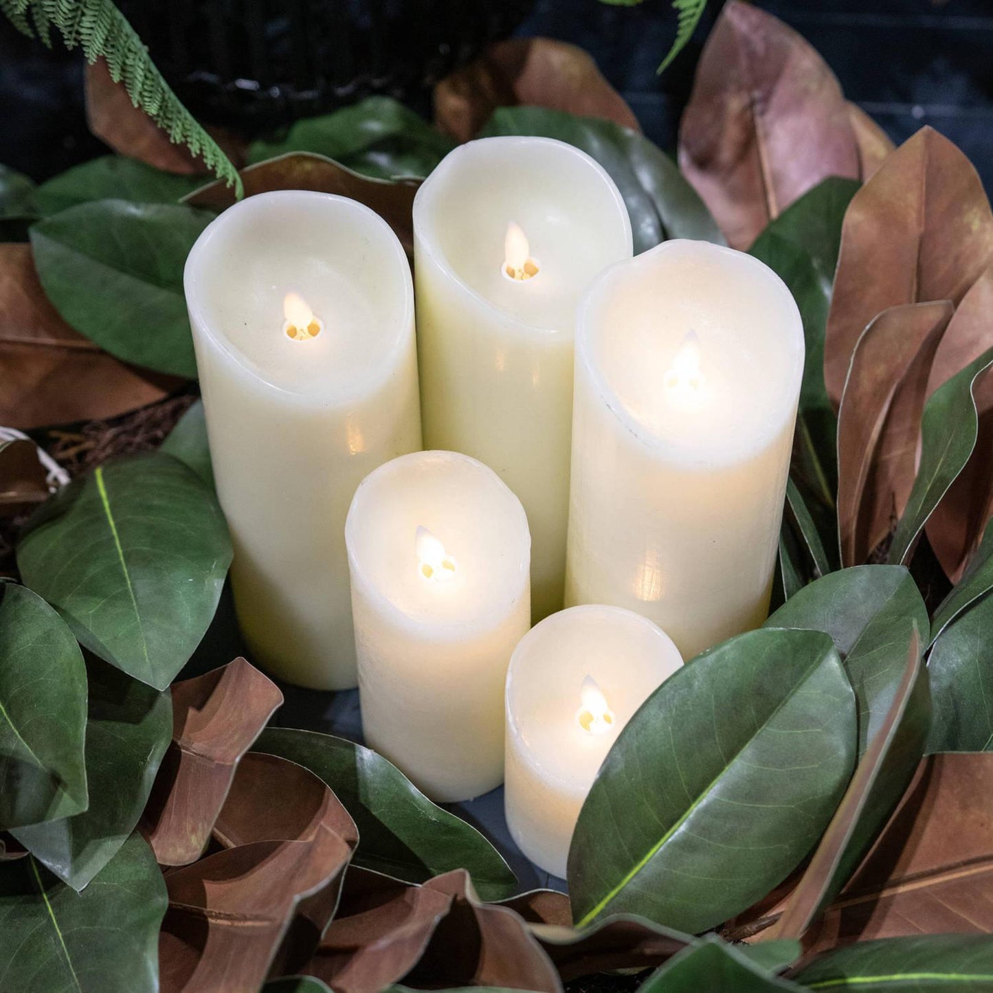 Luxe Collection 3 x 8 Cream Flickering Flame LED Wax Candle - Eudemonia Home Goods