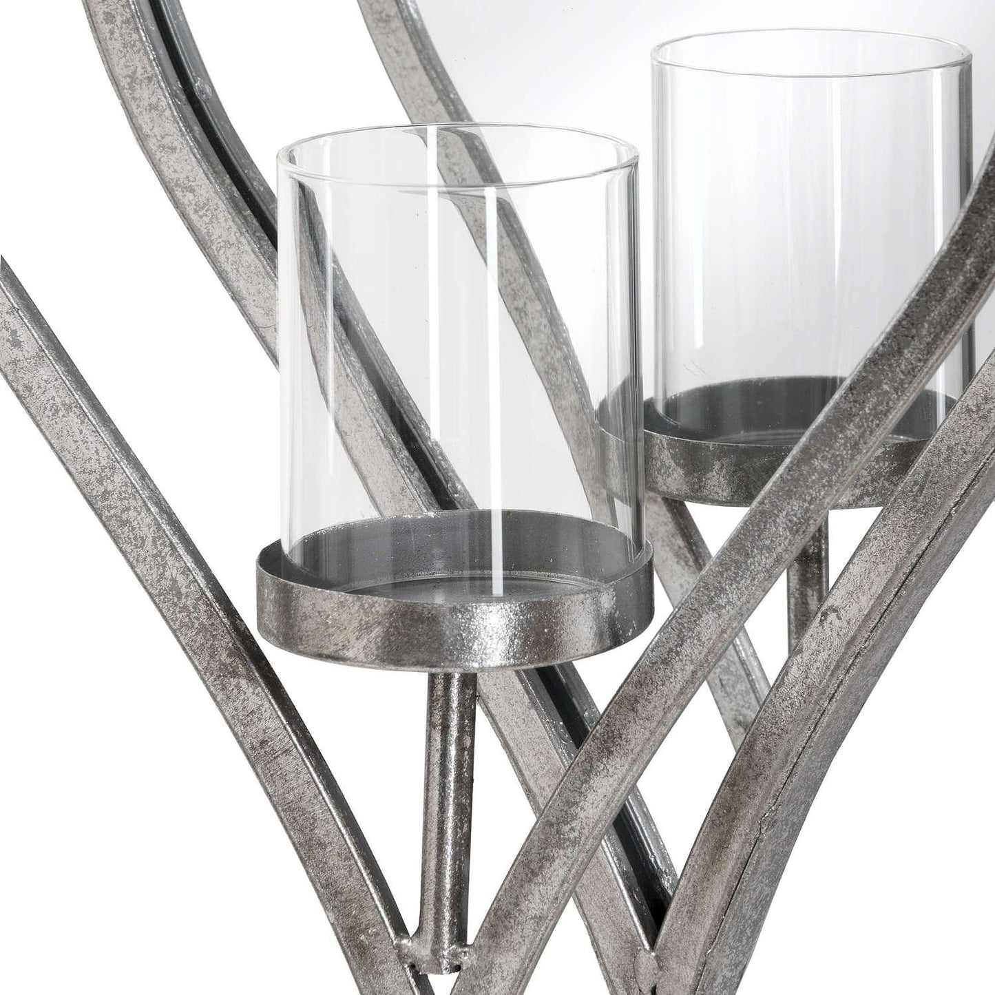 Small Antique Silver Mirrored Heart Candle Holder - Eudemonia Home Goods
