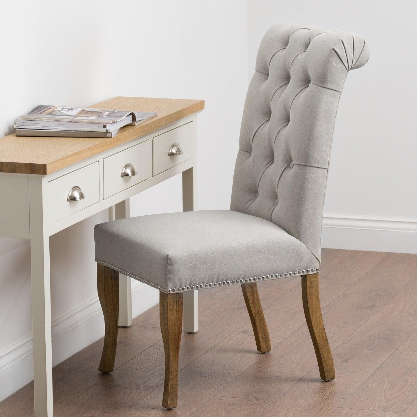 Roll Top Dining Chair With Ring Pull - Eudemonia Home Goods