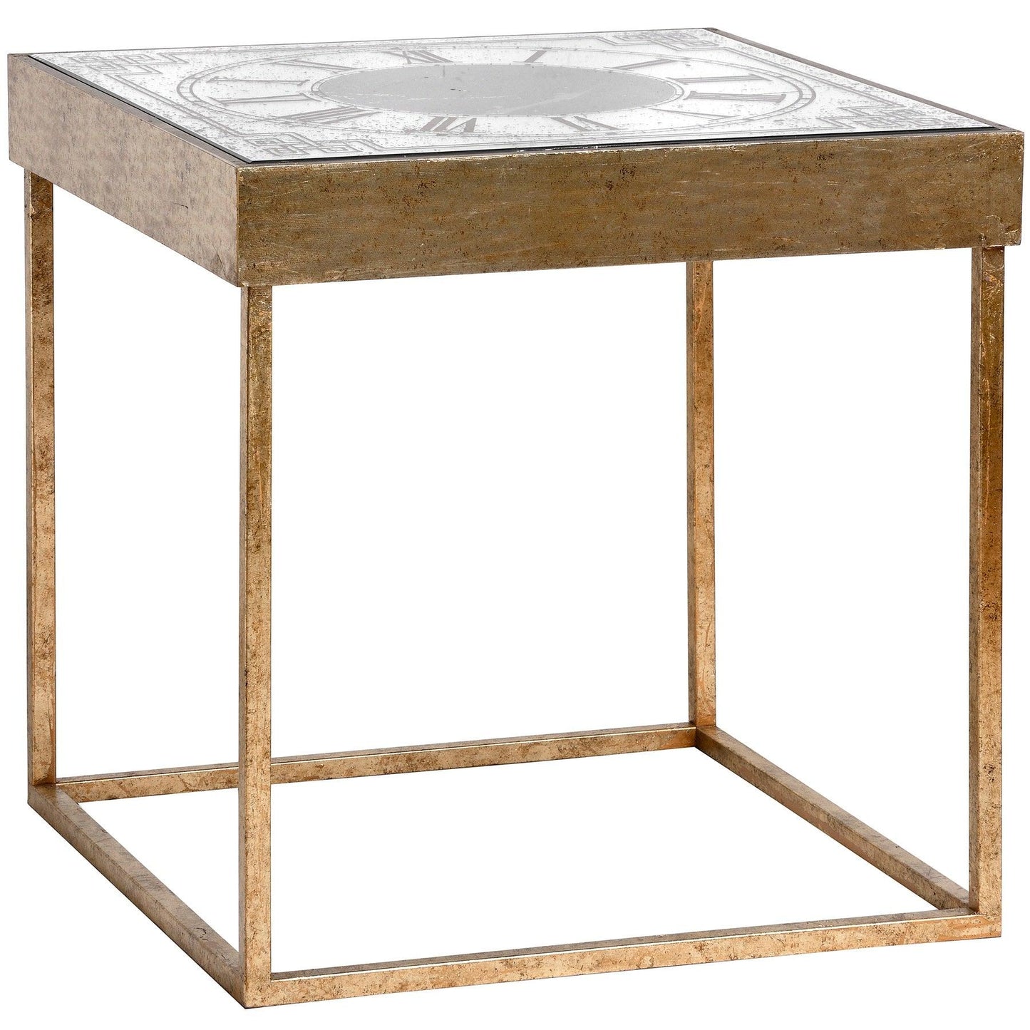 Mirrored Square Framed Clock Table With Moving Mechanism - Eudemonia Home Goods
