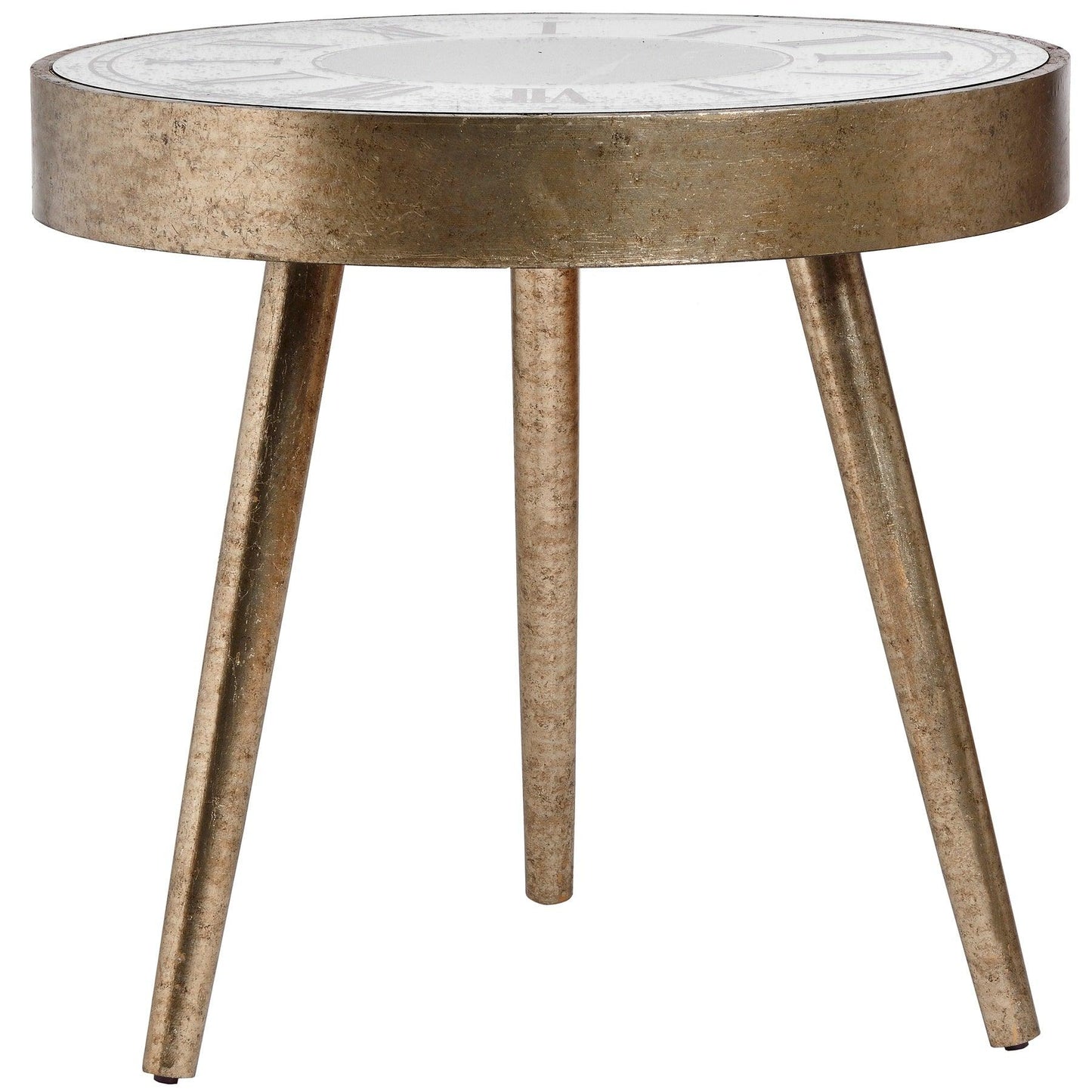 Mirrored Round Framed Clock Table With Moving Mechanism - Eudemonia Home Goods