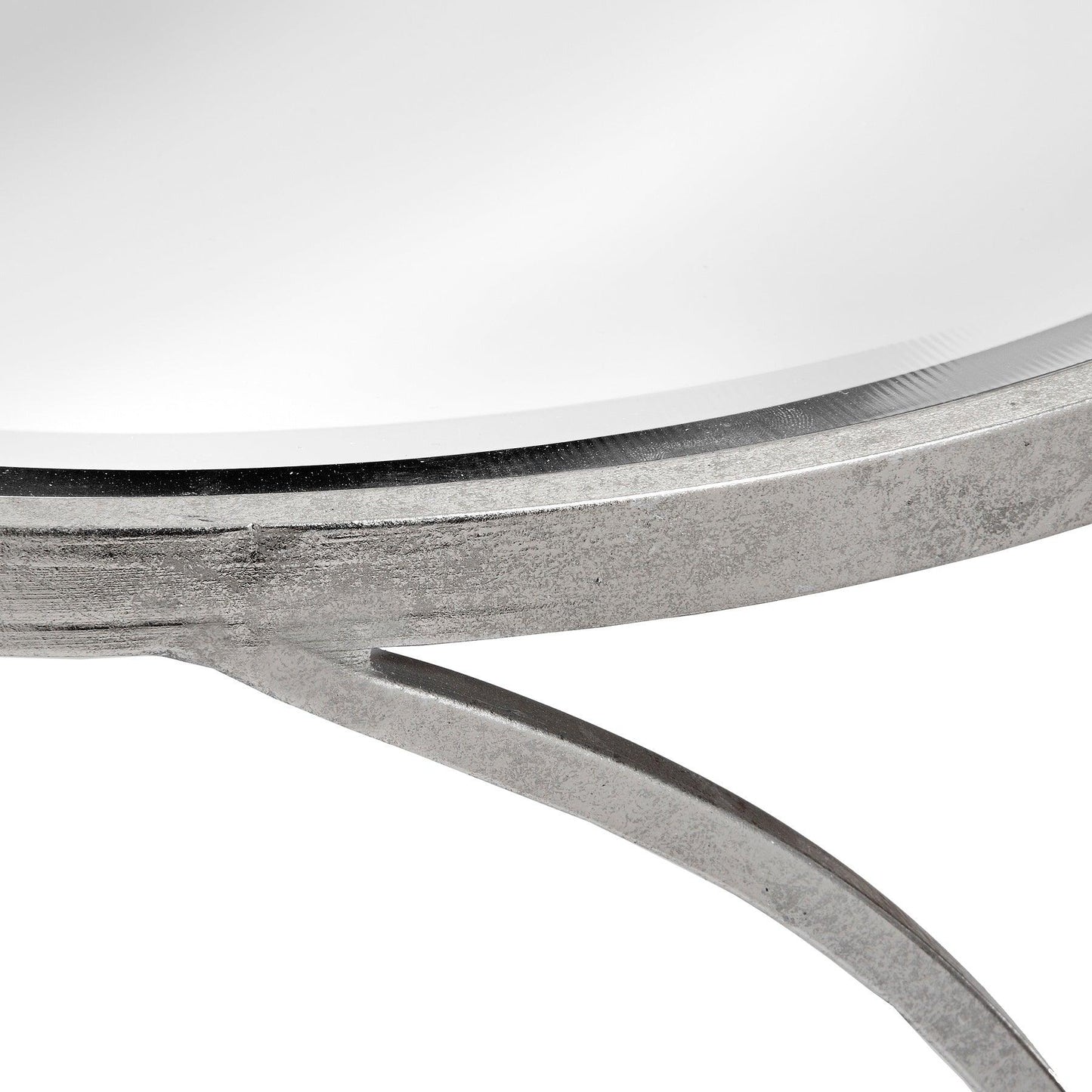 Silver Curved Design Set Of 2 Side Tables - Eudemonia Home Goods