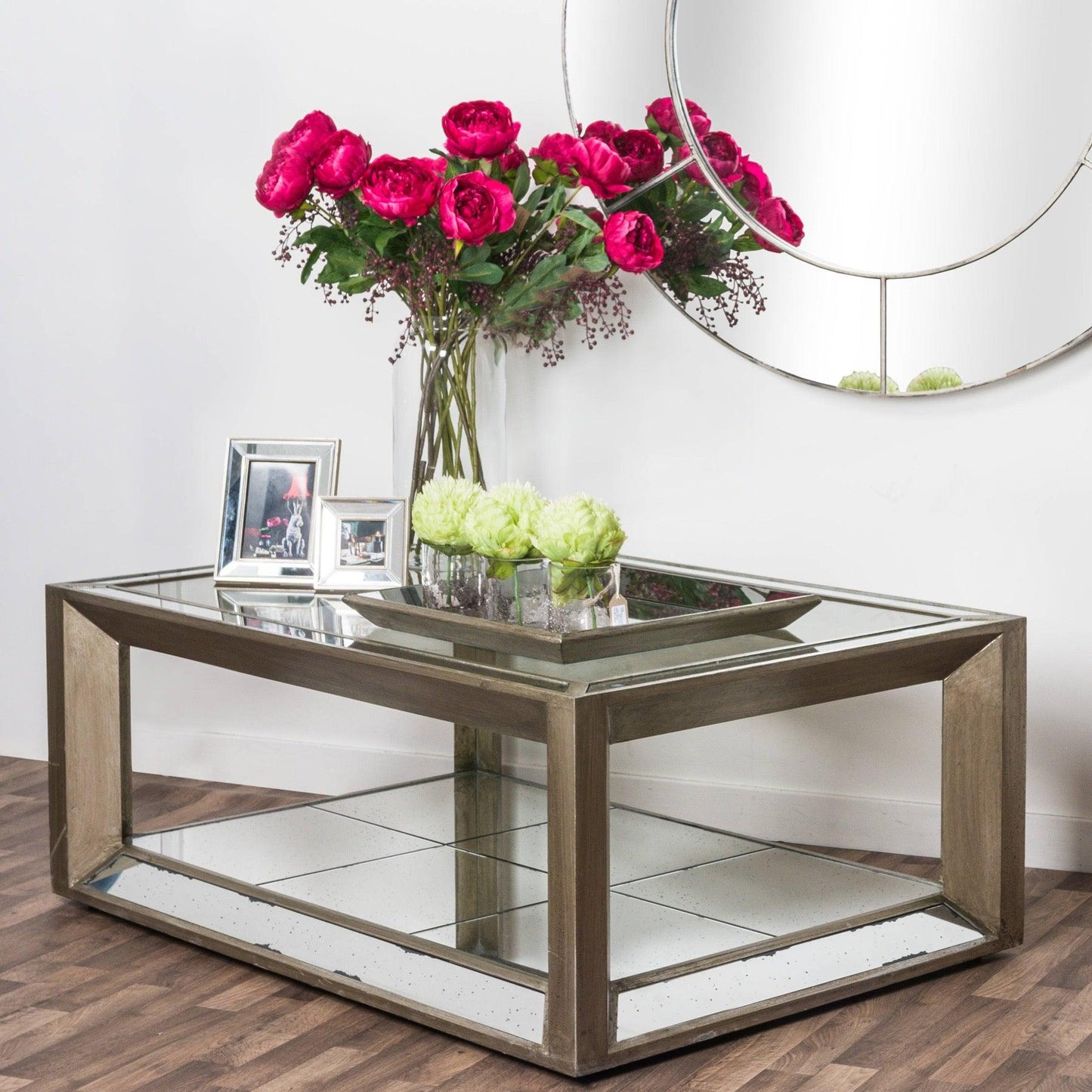 Large Augustus Mirrored Coffee Table - Eudemonia Home Goods