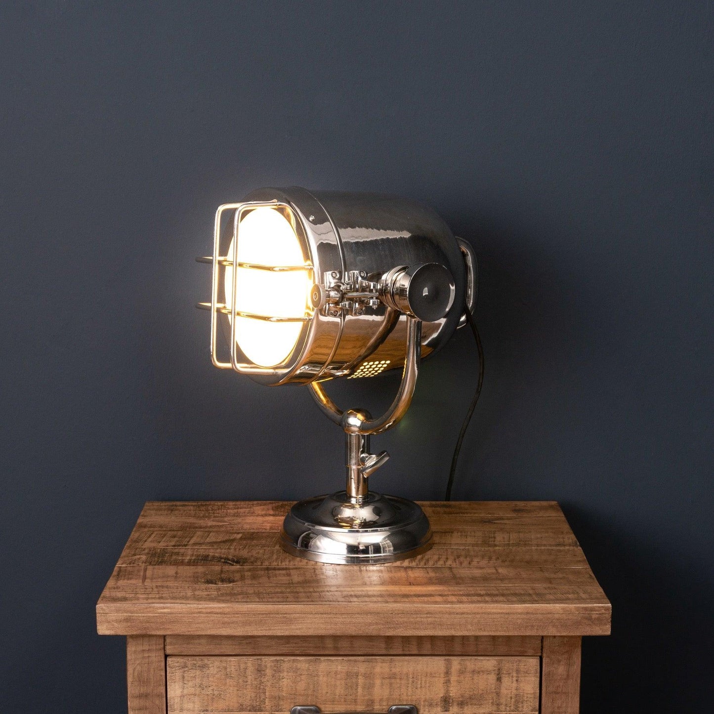 Nickel Industrial Spotlight Table Lamp - Eudemonia Home Goods