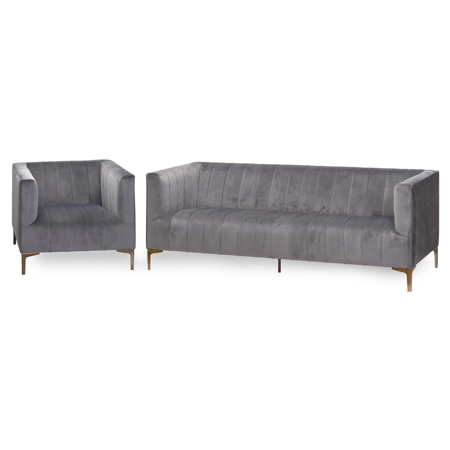 Emperor Grey Velvet 2 Seater Sofa - Eudemonia Home Goods