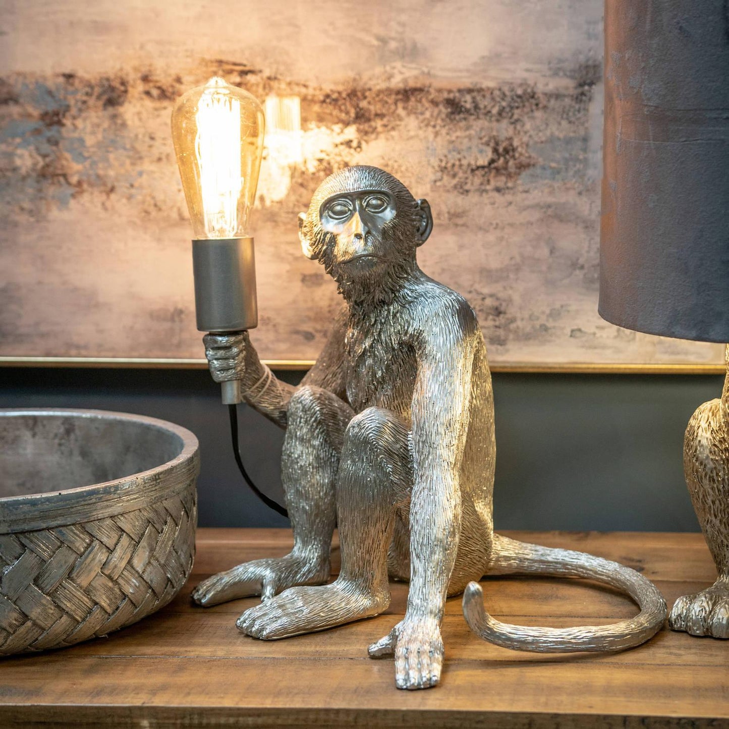 Ringo The Monkey Silver Table Lamp - Eudemonia Home Goods