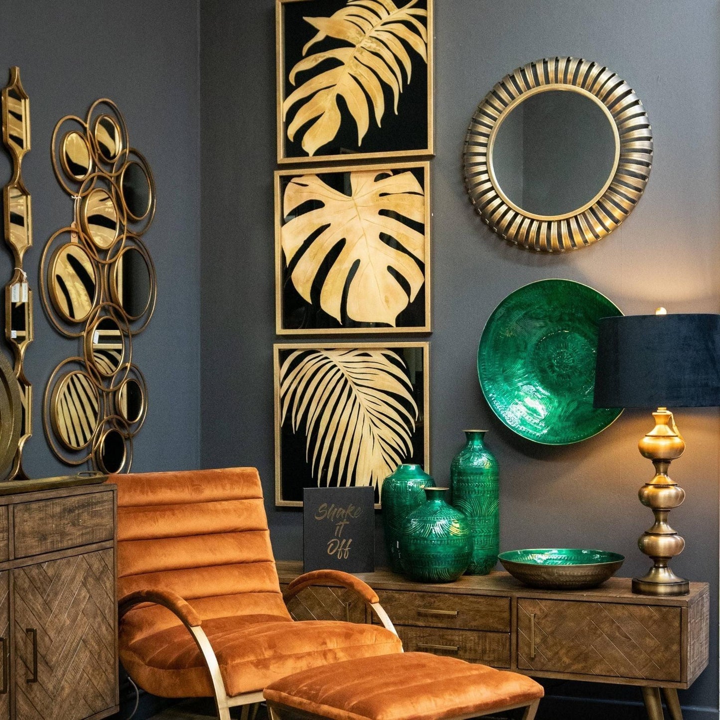 Square Decorative Hanging Collage Mirror In Gold - Eudemonia Home Goods