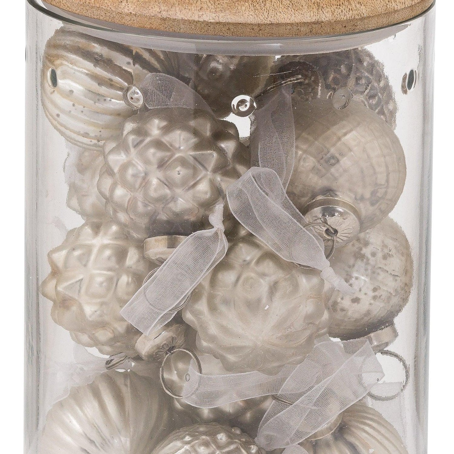 Set Of 12 Silver Hanging Decorations In Display Jar - Eudemonia Home Goods