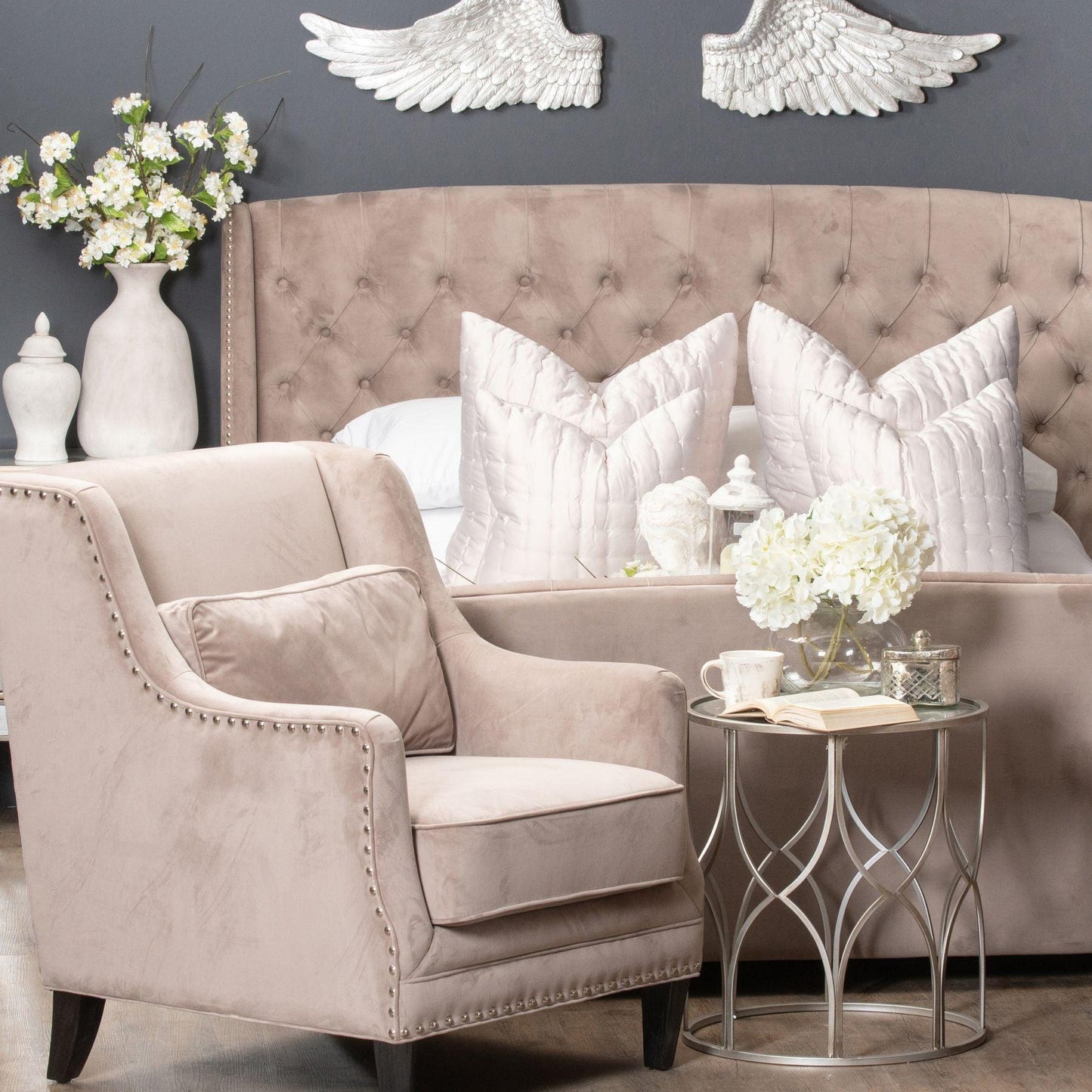 Chelsea Button Pressed King Size Bed - Eudemonia Home Goods