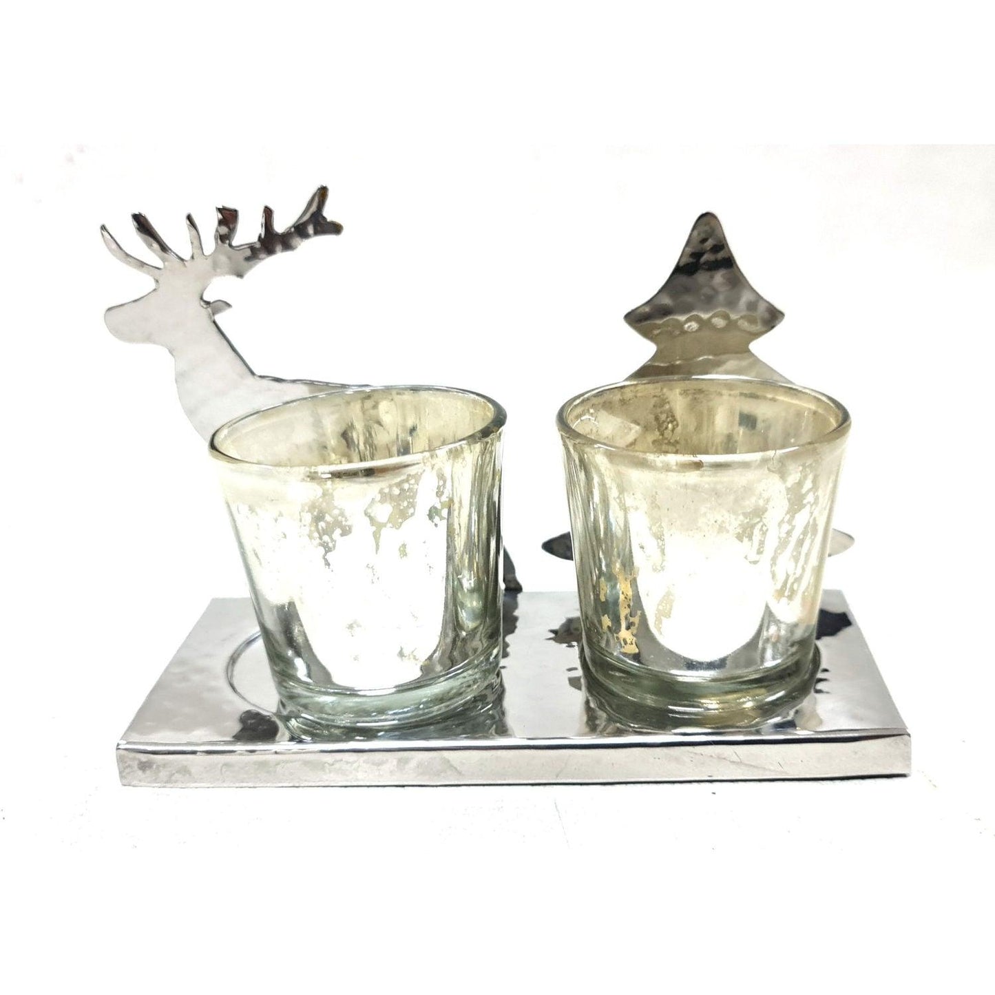 Silver Two Tealight Holder - Eudemonia Home Goods