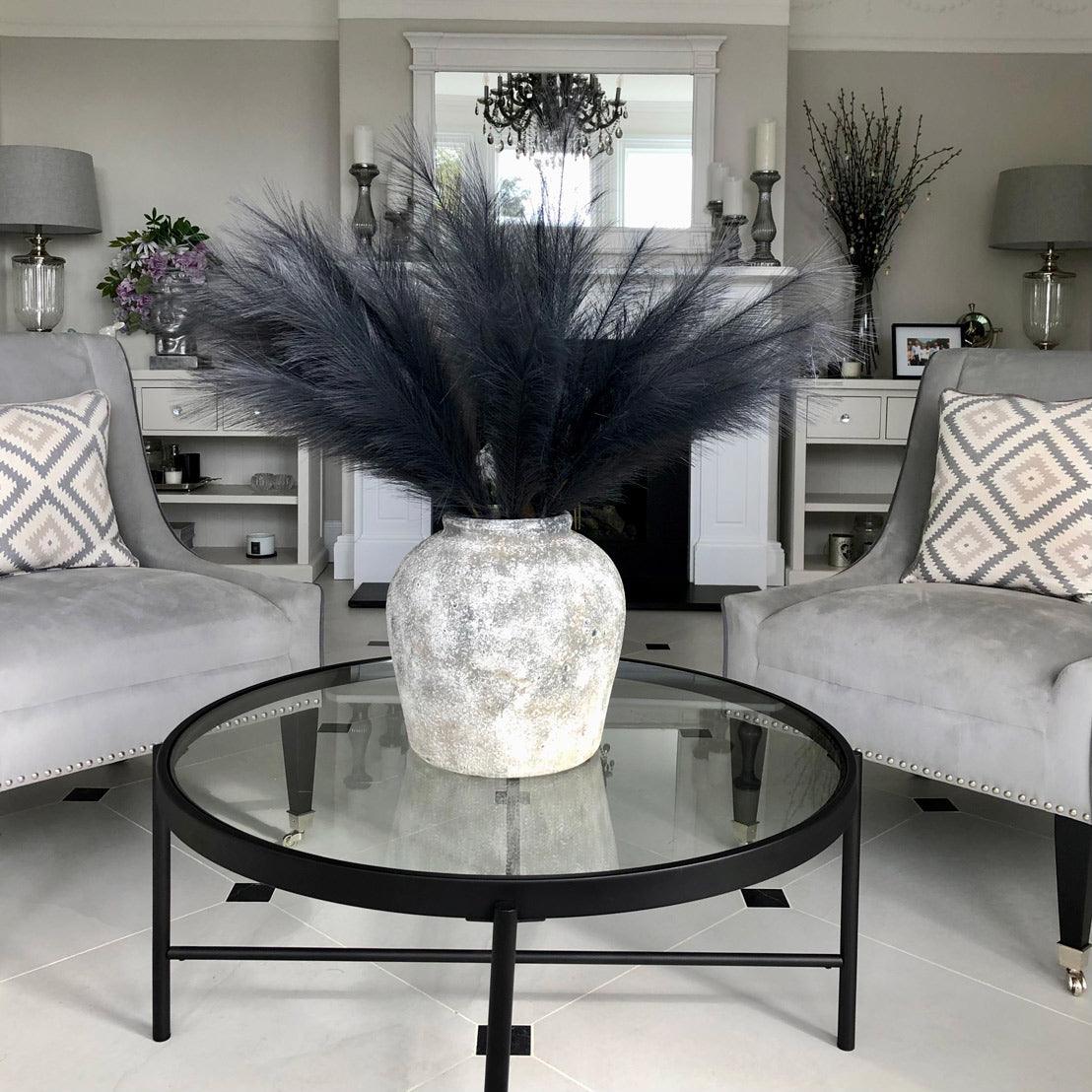 Grey Large Faux Pampas Grass Stem - Eudemonia Home Goods