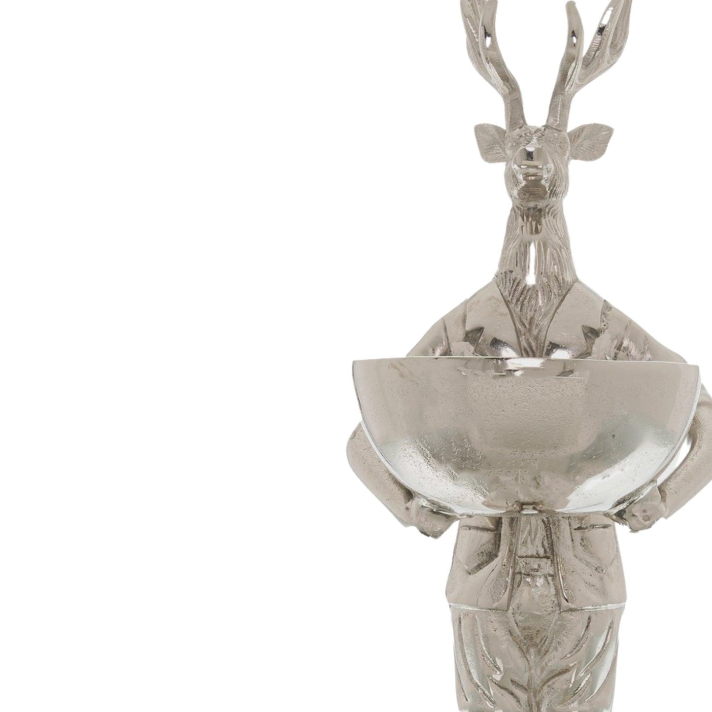 Standing Silver Stag Ornament With Bowl - Eudemonia Home Goods