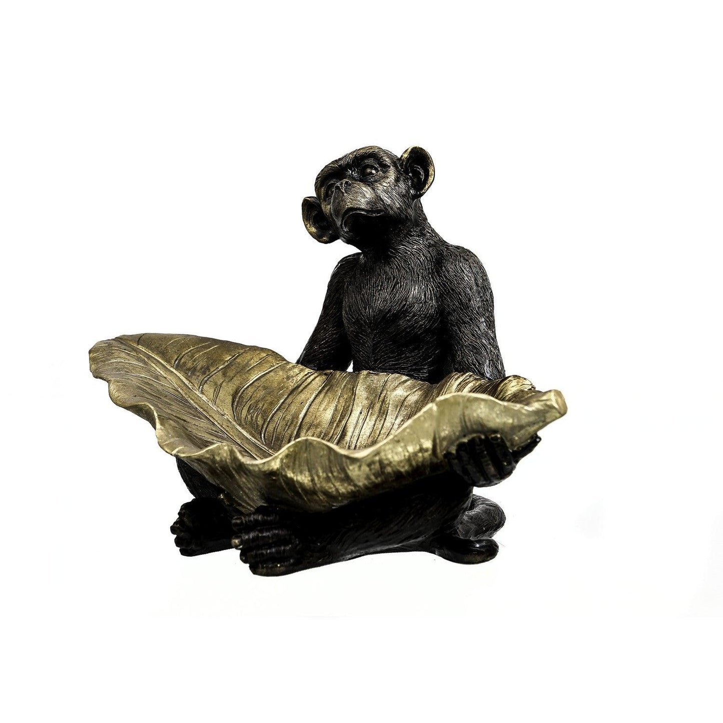 Sitting Monkey With Leaf - Eudemonia Home Goods
