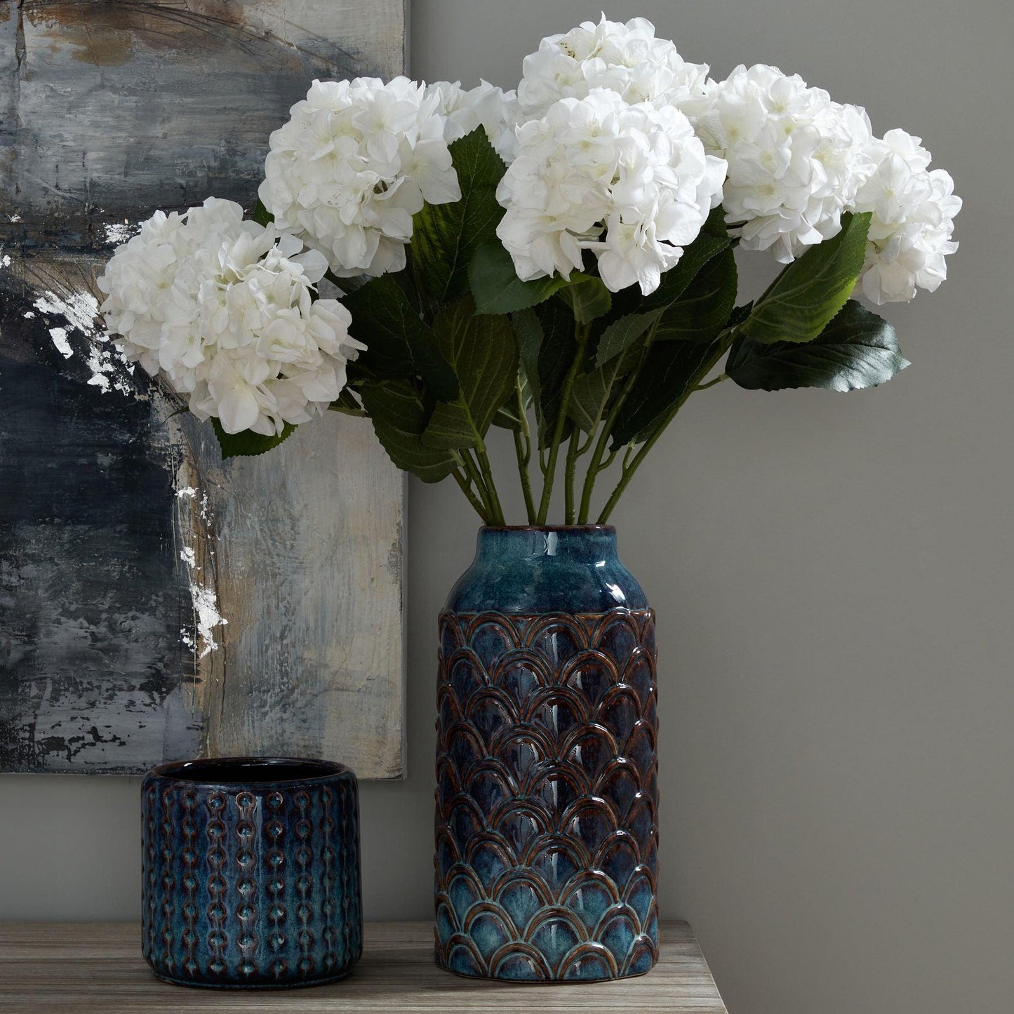 Seville Collection Large Indigo Scalloped Vase - Eudemonia Home Goods