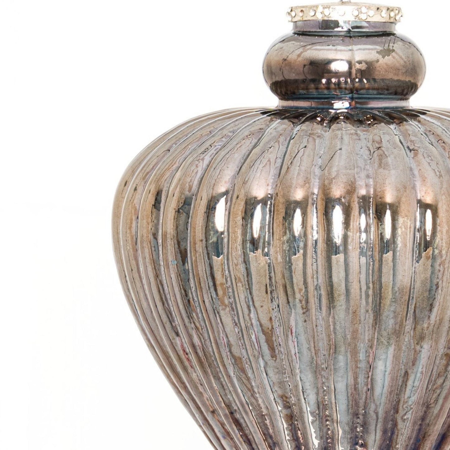 Noel Collection Smoked Midnight Large Fluted Teardrop Bauble - Eudemonia Home Goods