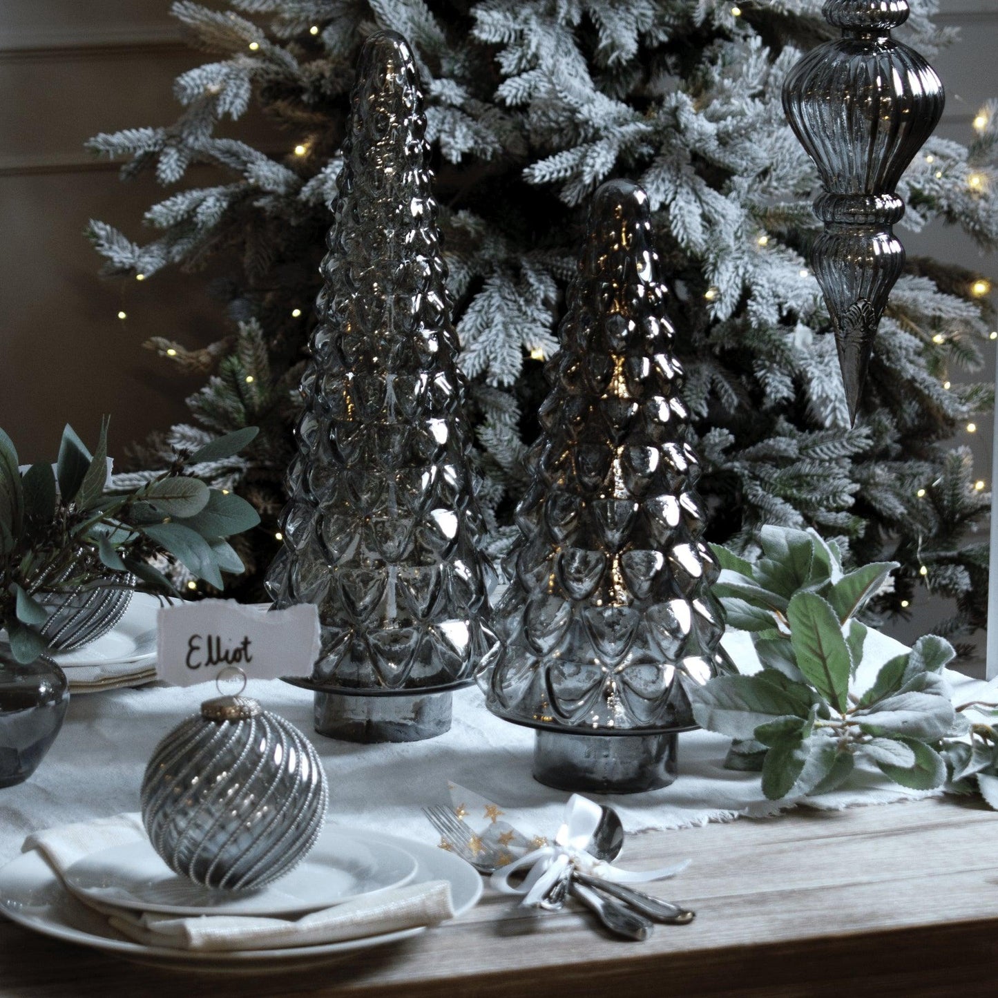 Noel Collection Smoked Midnight Glass Decorative Tree - Eudemonia Home Goods