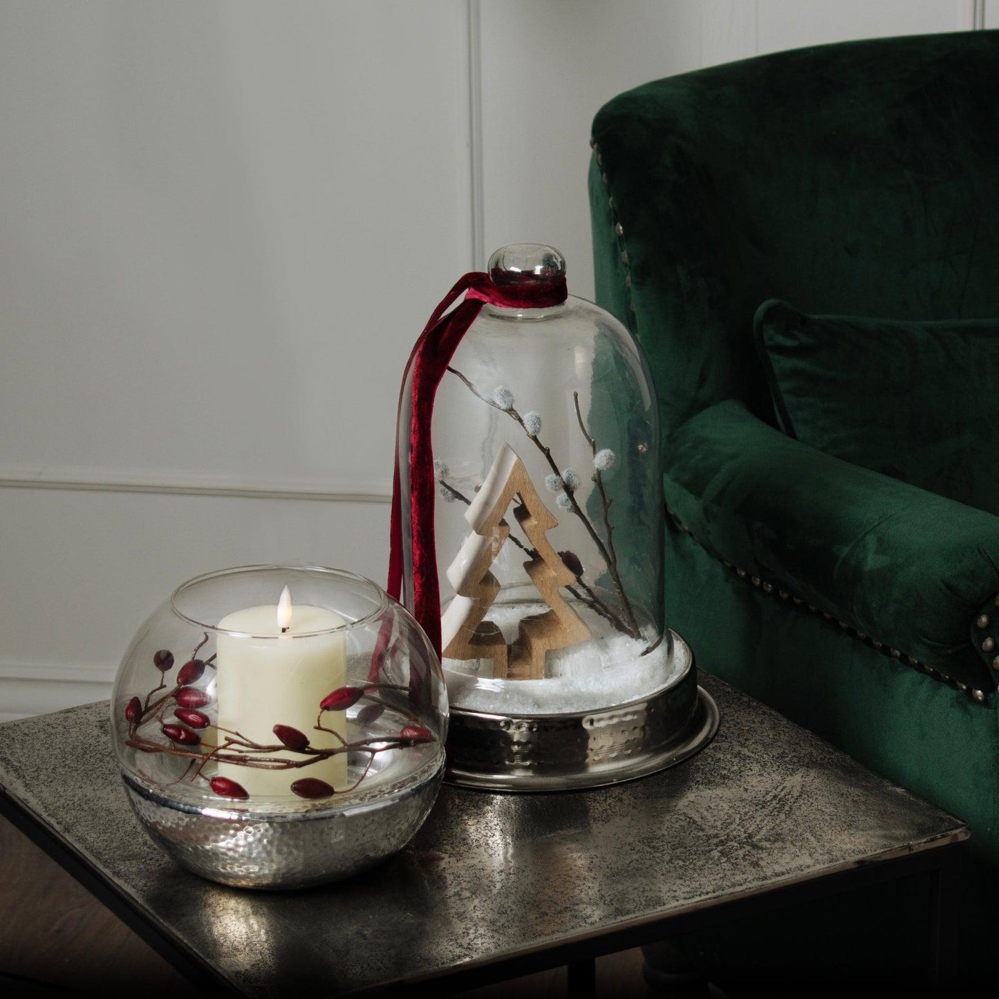 Large Nickel And Glass Cloche - Eudemonia Home Goods