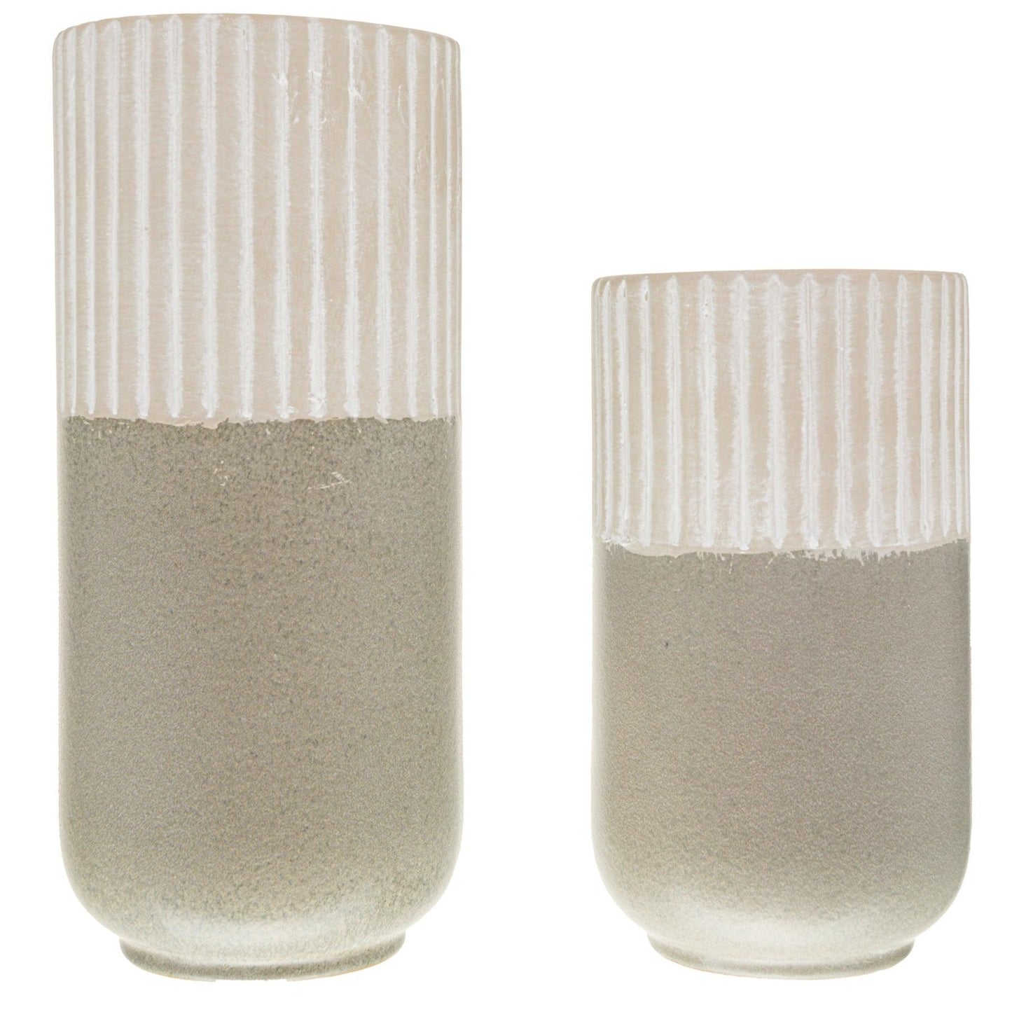 Mason Collection Grey Ceramic Tall Straight Vase - Eudemonia Home Goods
