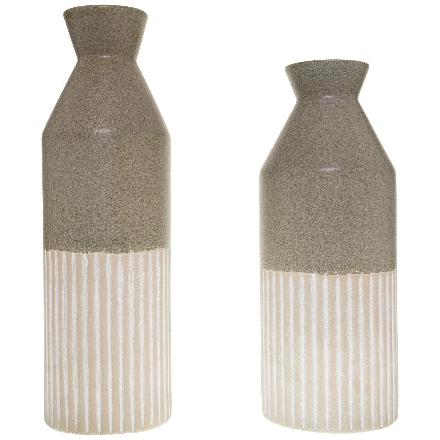 Mason Collection Grey Ceramic Ellipse Tall Vase - Eudemonia Home Goods