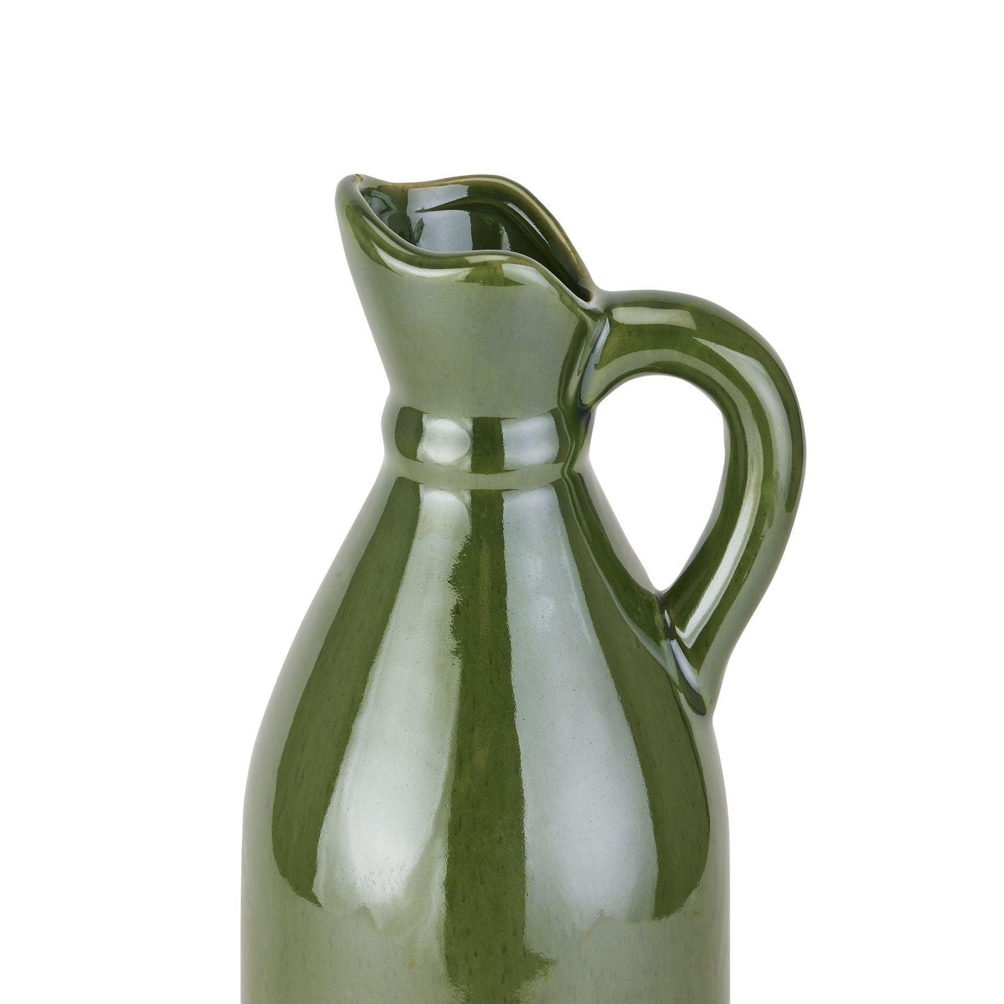 Decorative Tall Olive Stoneware Jug - Eudemonia Home Goods