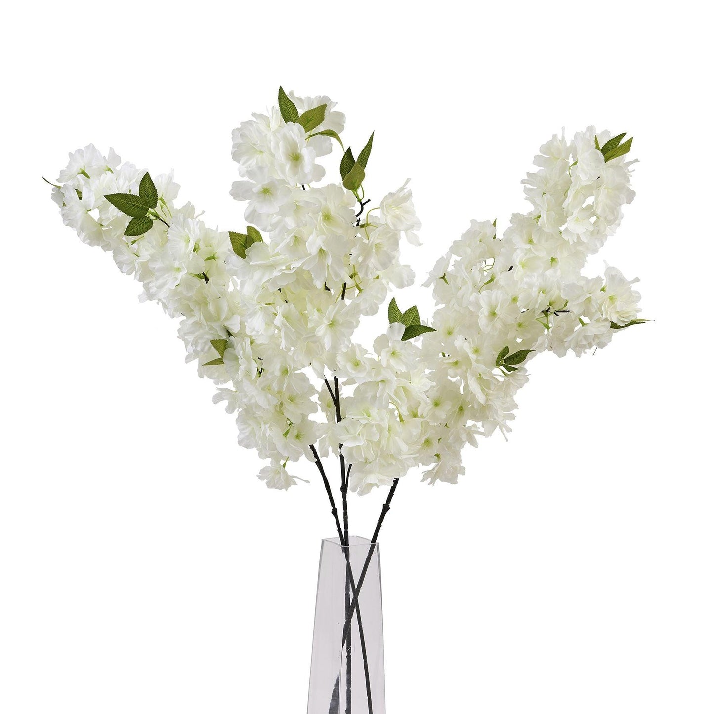 Large White Full Cherry Blossom Stem - Eudemonia Home Goods