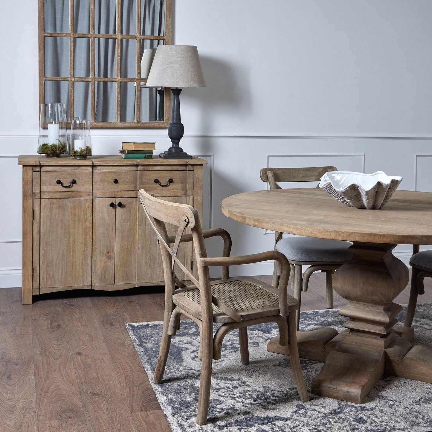 Copgrove Collection Cross Back Carver Chair With Rush Seat - Eudemonia Home Goods