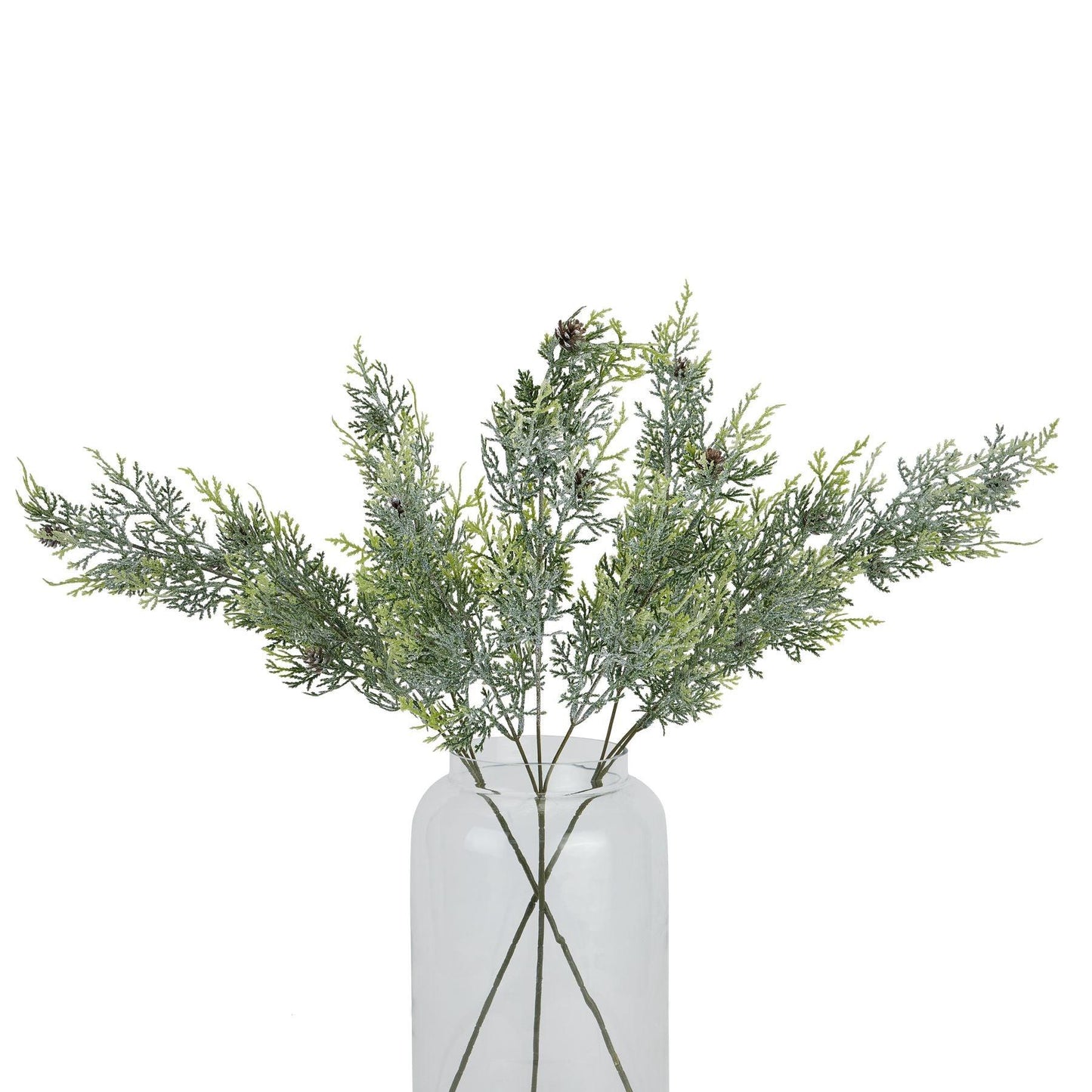 Frosted Pine Tall Stem With Pinecones - Eudemonia Home Goods
