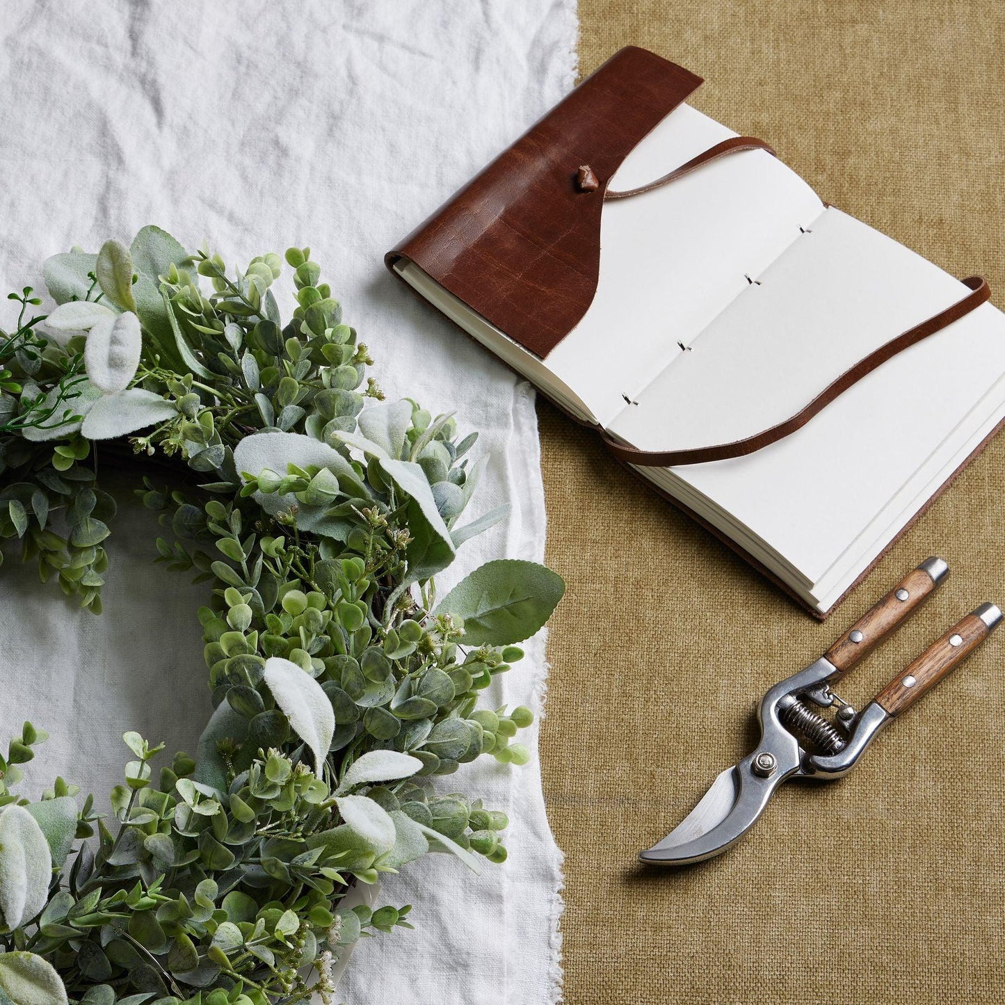 LED Winter Wreath With Eucalyptus And Lambs Ear - Eudemonia Home Goods