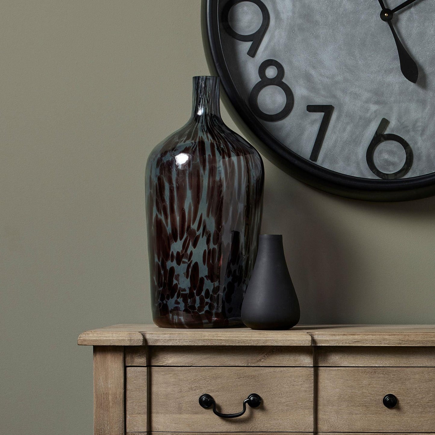 Black Dapple Bottle Vase - Eudemonia Home Goods
