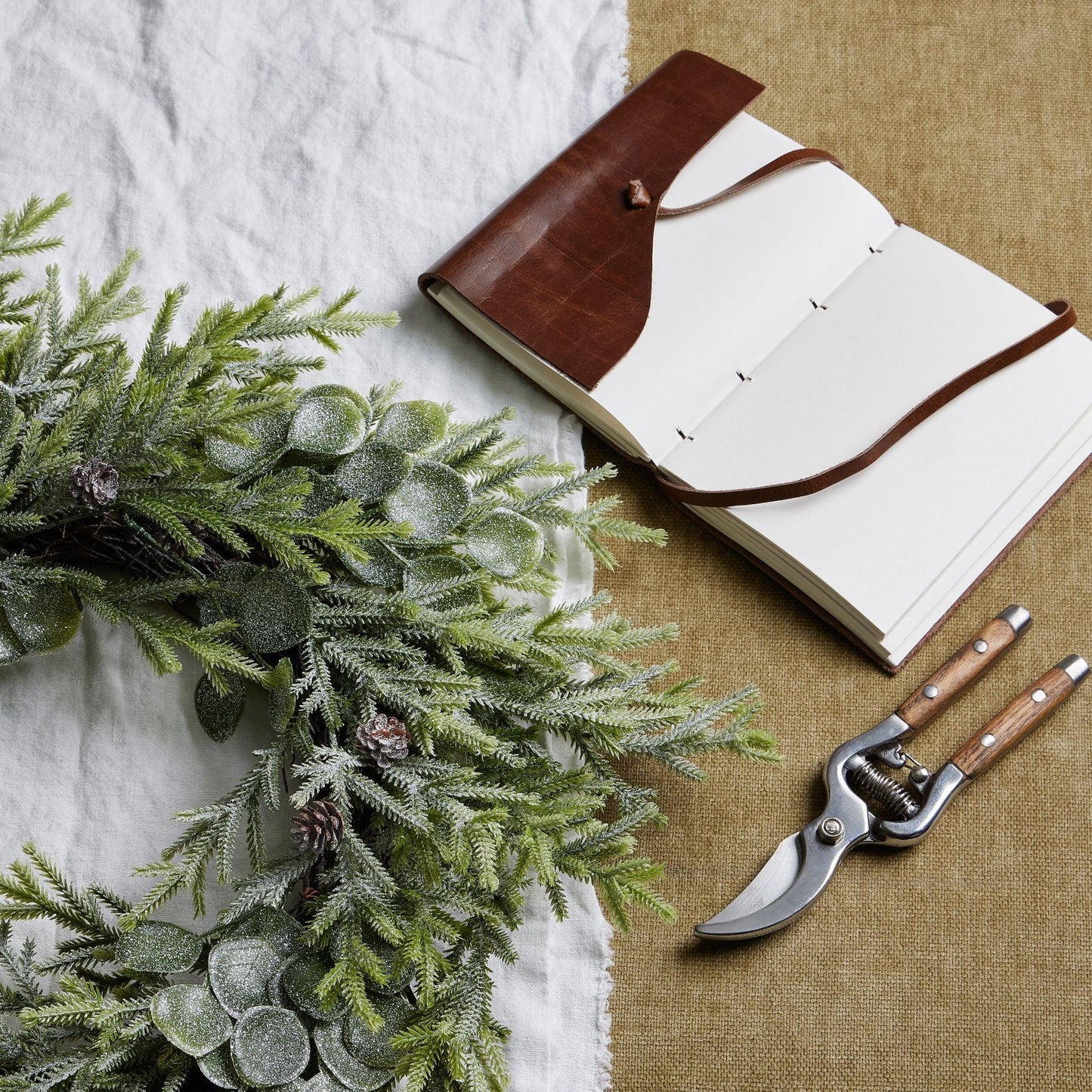 Frosted Pine And Eucalyptus Wreath - Eudemonia Home Goods