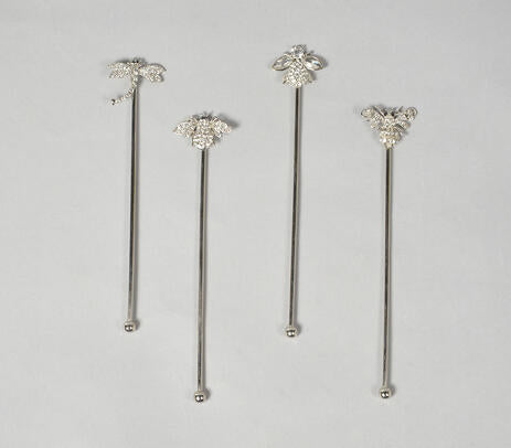 Rhinestone-Encrusted Stainless Steel Stirrers (set of 4)