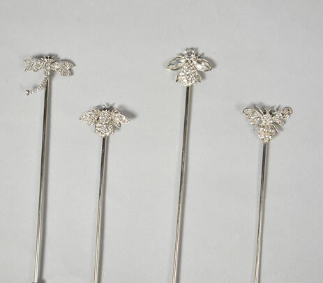 Rhinestone-Encrusted Stainless Steel Stirrers (set of 4)