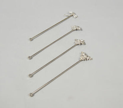 Rhinestone-Encrusted Stainless Steel Stirrers (set of 4)
