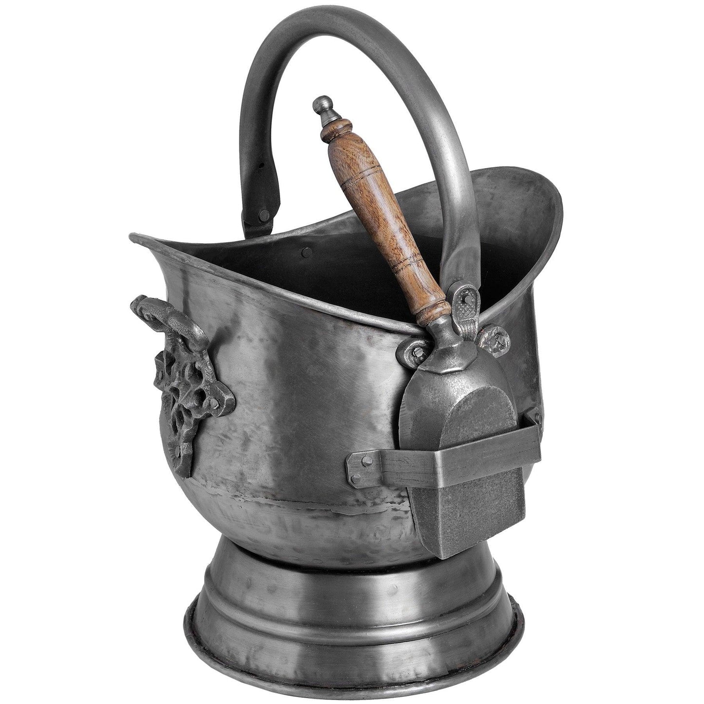 Antique Pewter Coal Bucket with Shovel - Eudemonia Home Goods