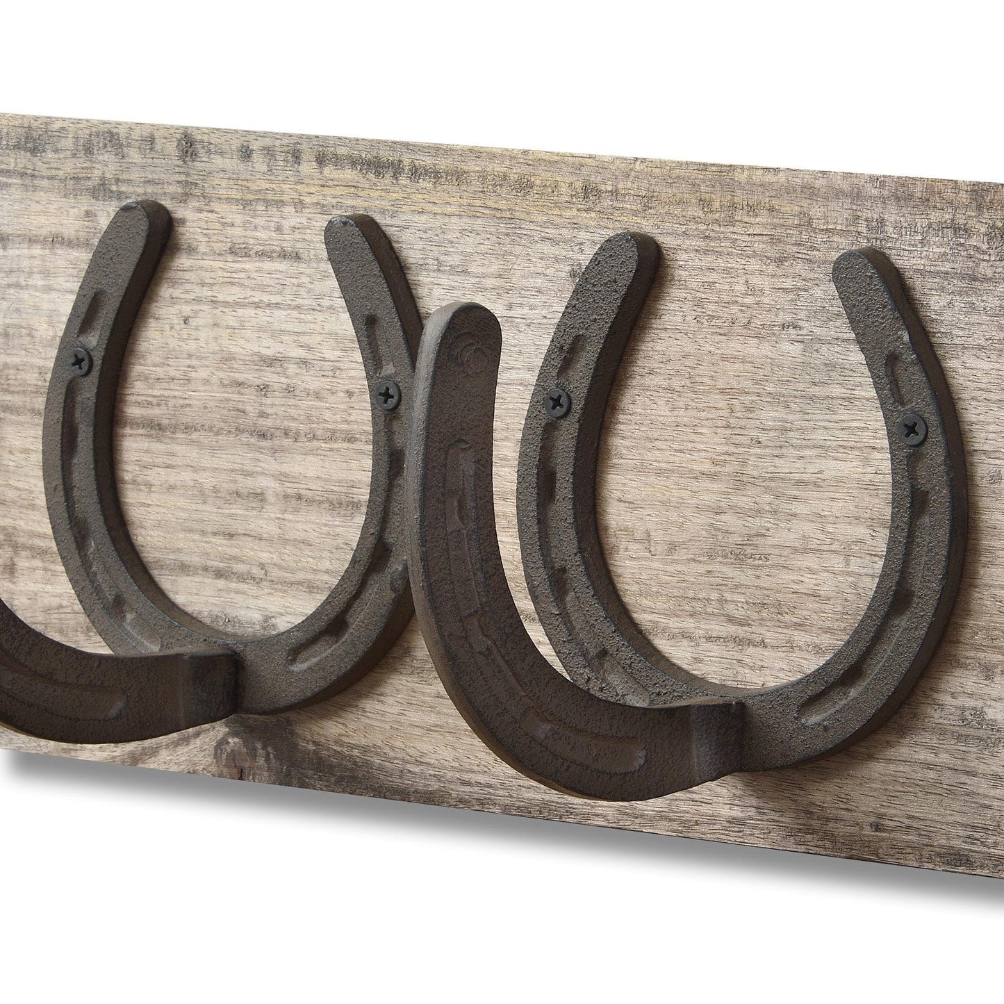 6 Horse Shoe Hooks On Dark Wood - Eudemonia Home Goods