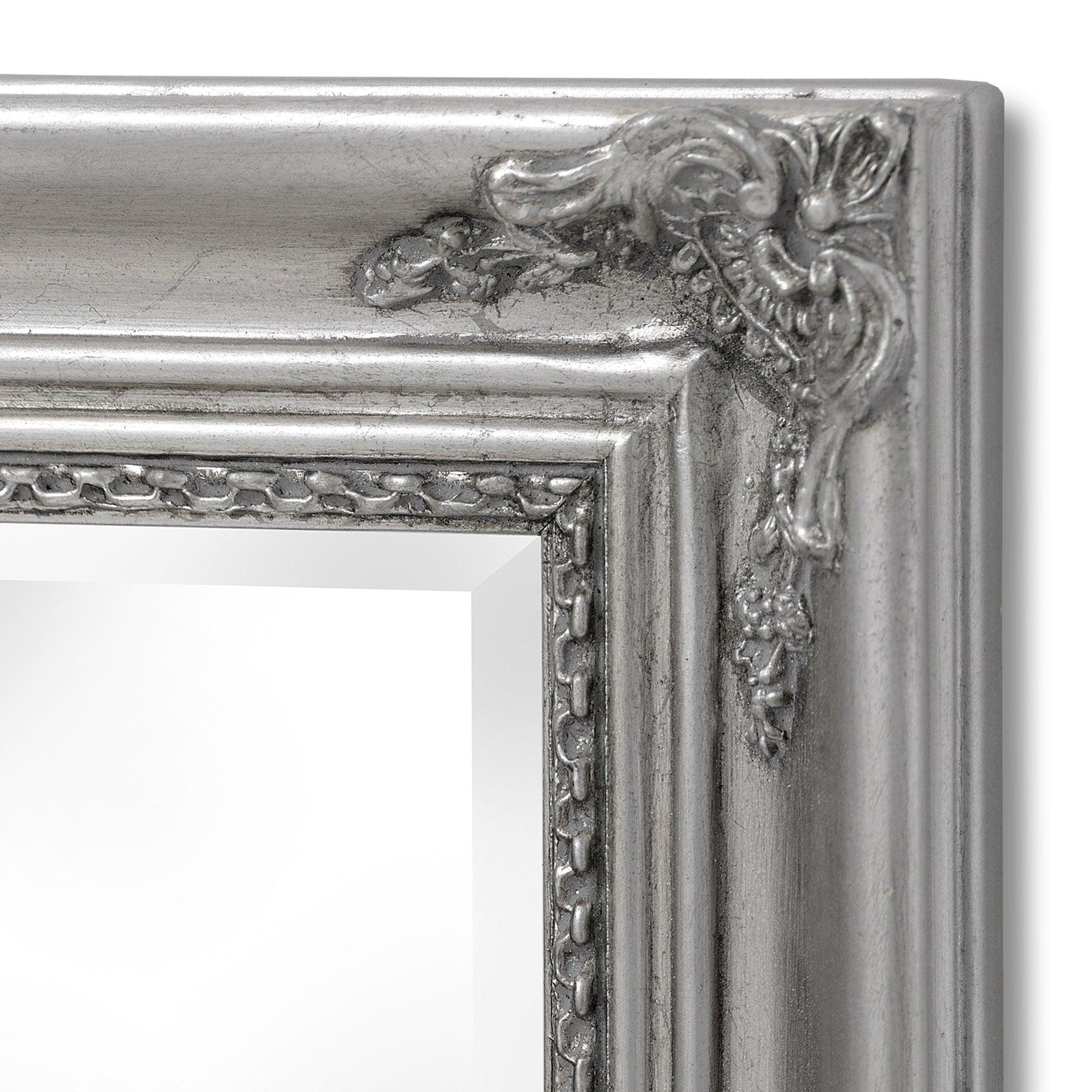 Baroque Slimline Antique Silver Full Length Mirror - Eudemonia Home Goods