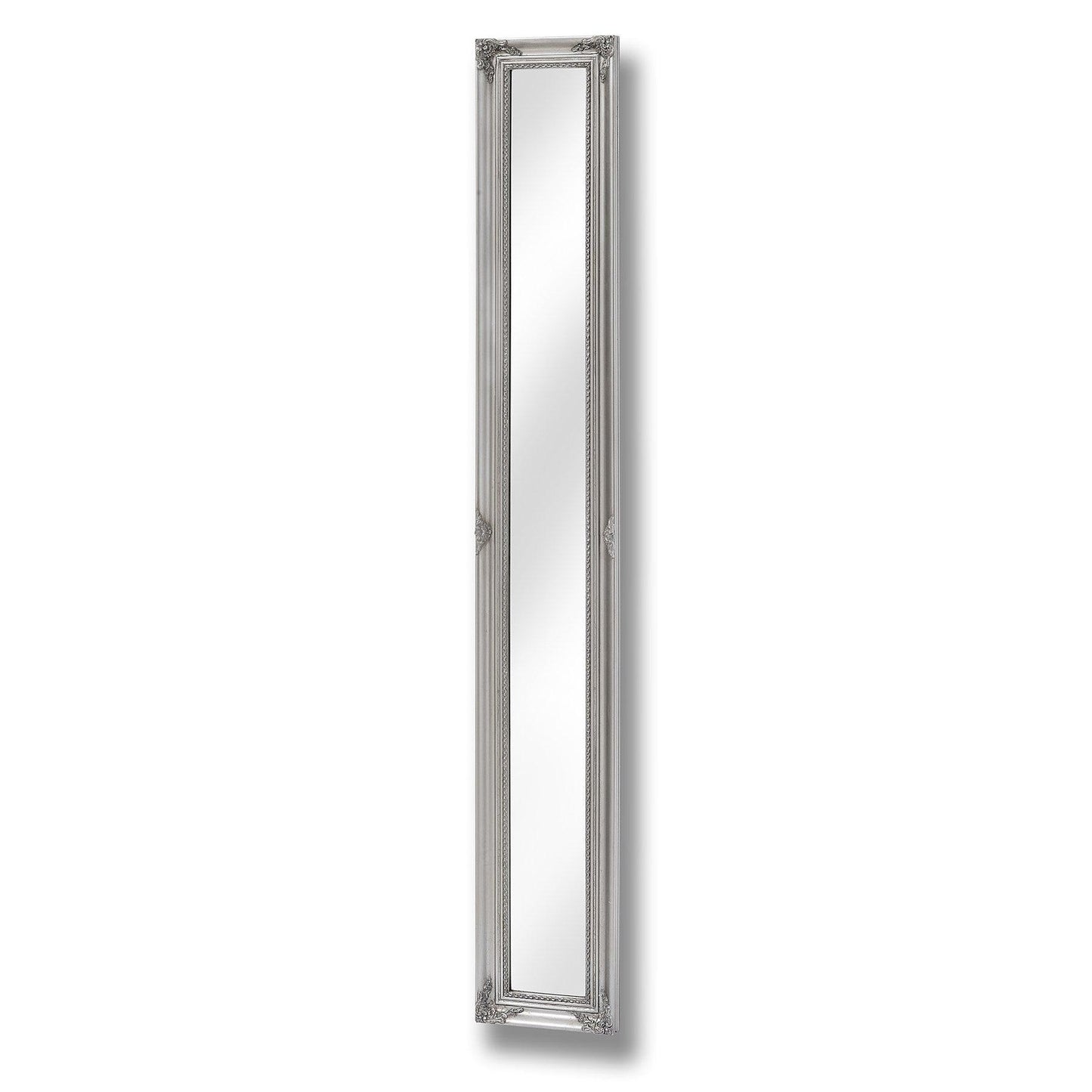 Baroque Slimline Antique Silver Full Length Mirror - Eudemonia Home Goods