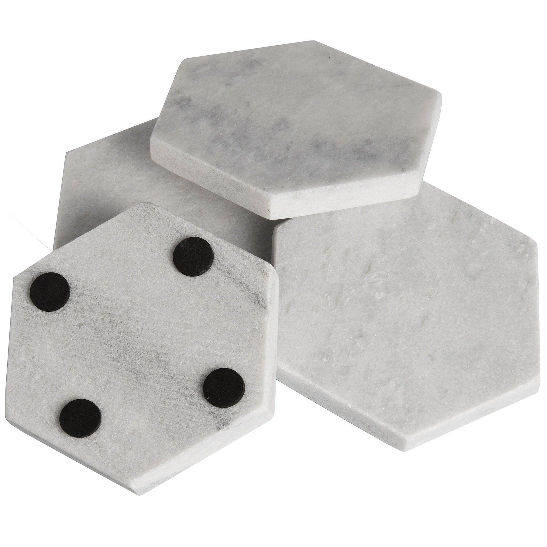 Grey Marble Hexagonal Coasters - Eudemonia Home Goods
