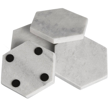 Grey Marble Hexagonal Coasters - Eudemonia Home Goods