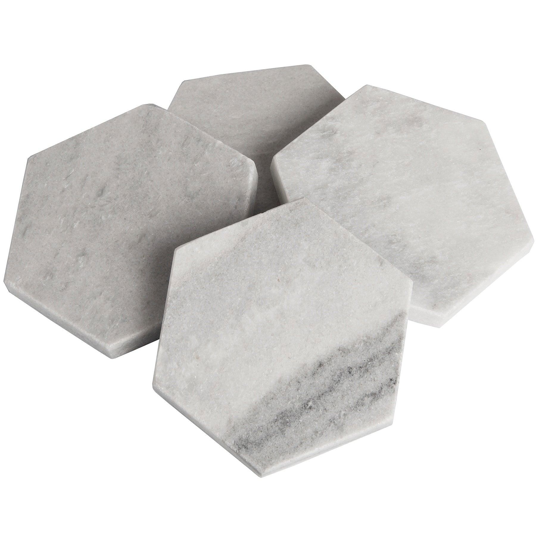 Grey Marble Hexagonal Coasters - Eudemonia Home Goods