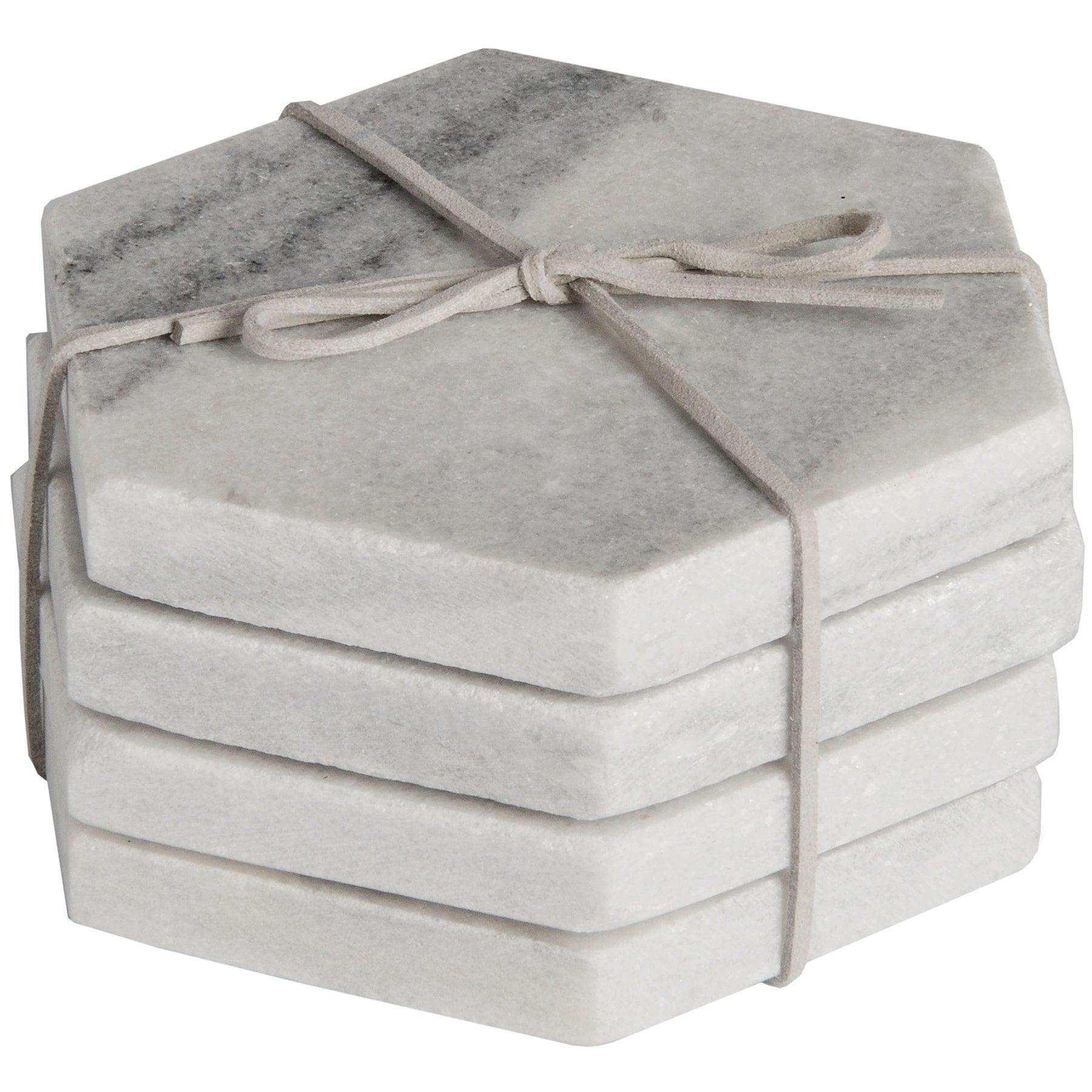 Grey Marble Hexagonal Coasters - Eudemonia Home Goods
