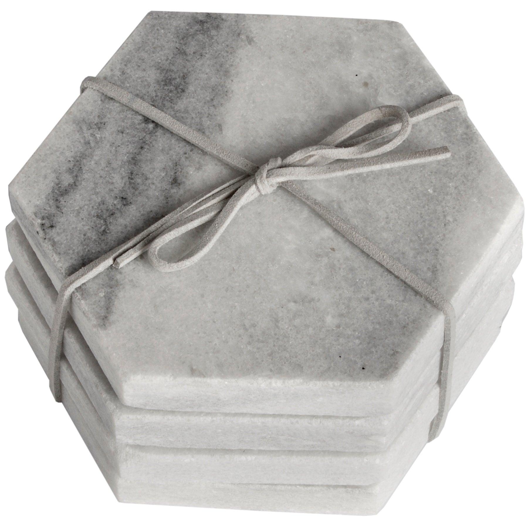 Grey Marble Hexagonal Coasters - Eudemonia Home Goods