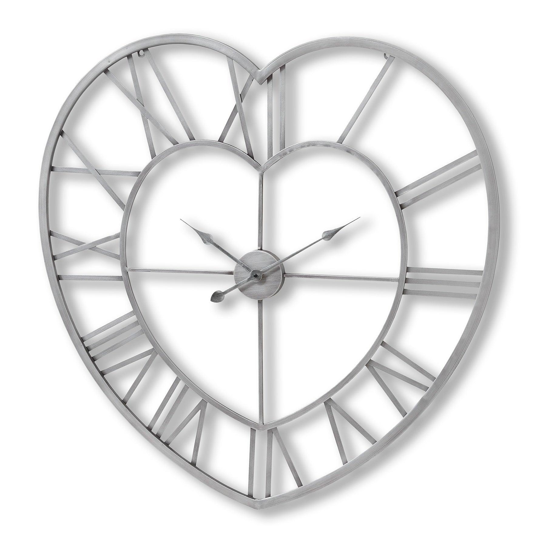 Silver Heart Skeleton Wall Clock - Eudemonia Home Goods