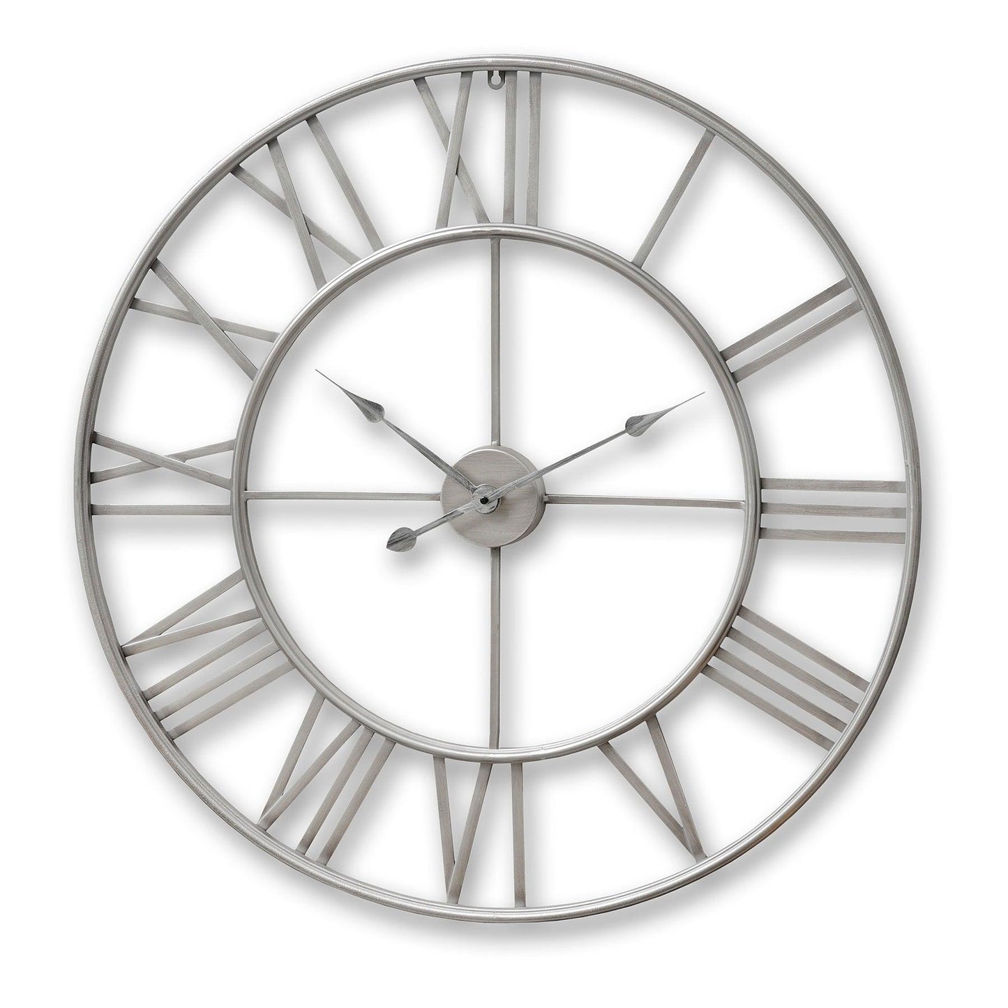 Large Silver Skeleton Wall Clock - Eudemonia Home Goods