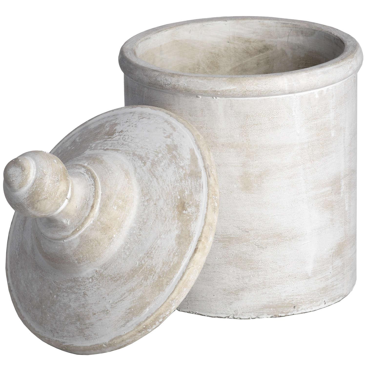 Large Antique White Cannister - Eudemonia Home Goods