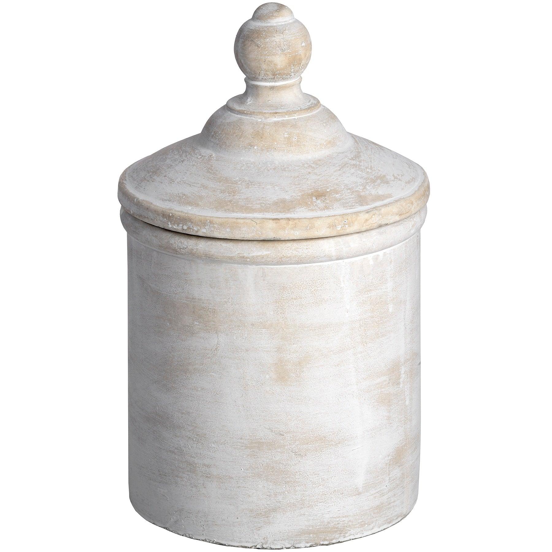 Large Antique White Cannister - Eudemonia Home Goods